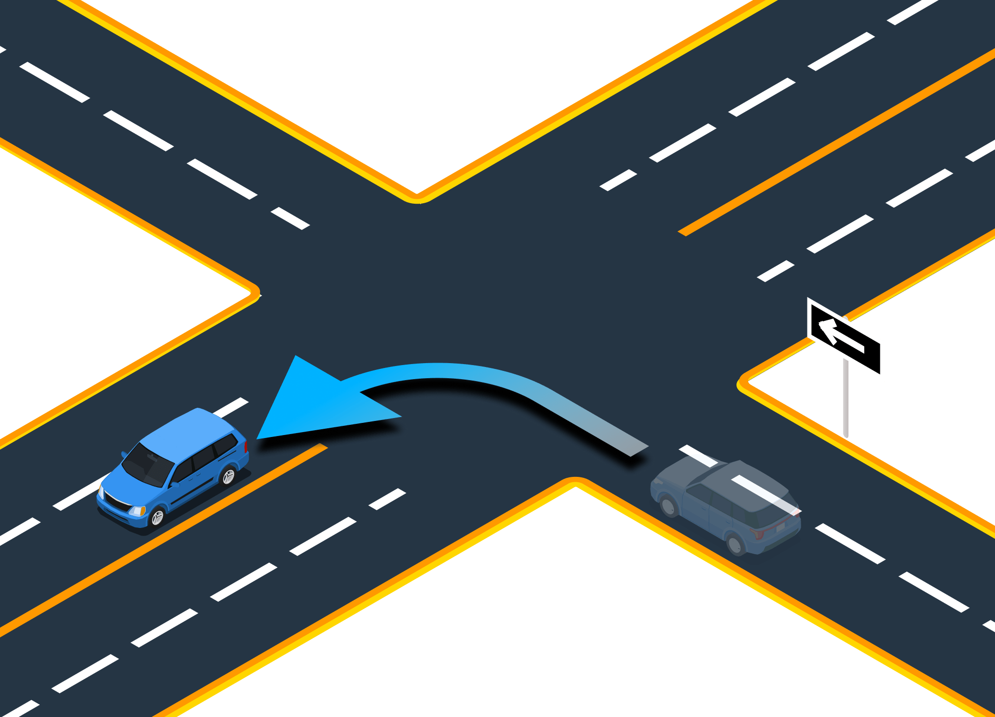 Illustration for: When turning left on a steady green light, who has the right-of-way?