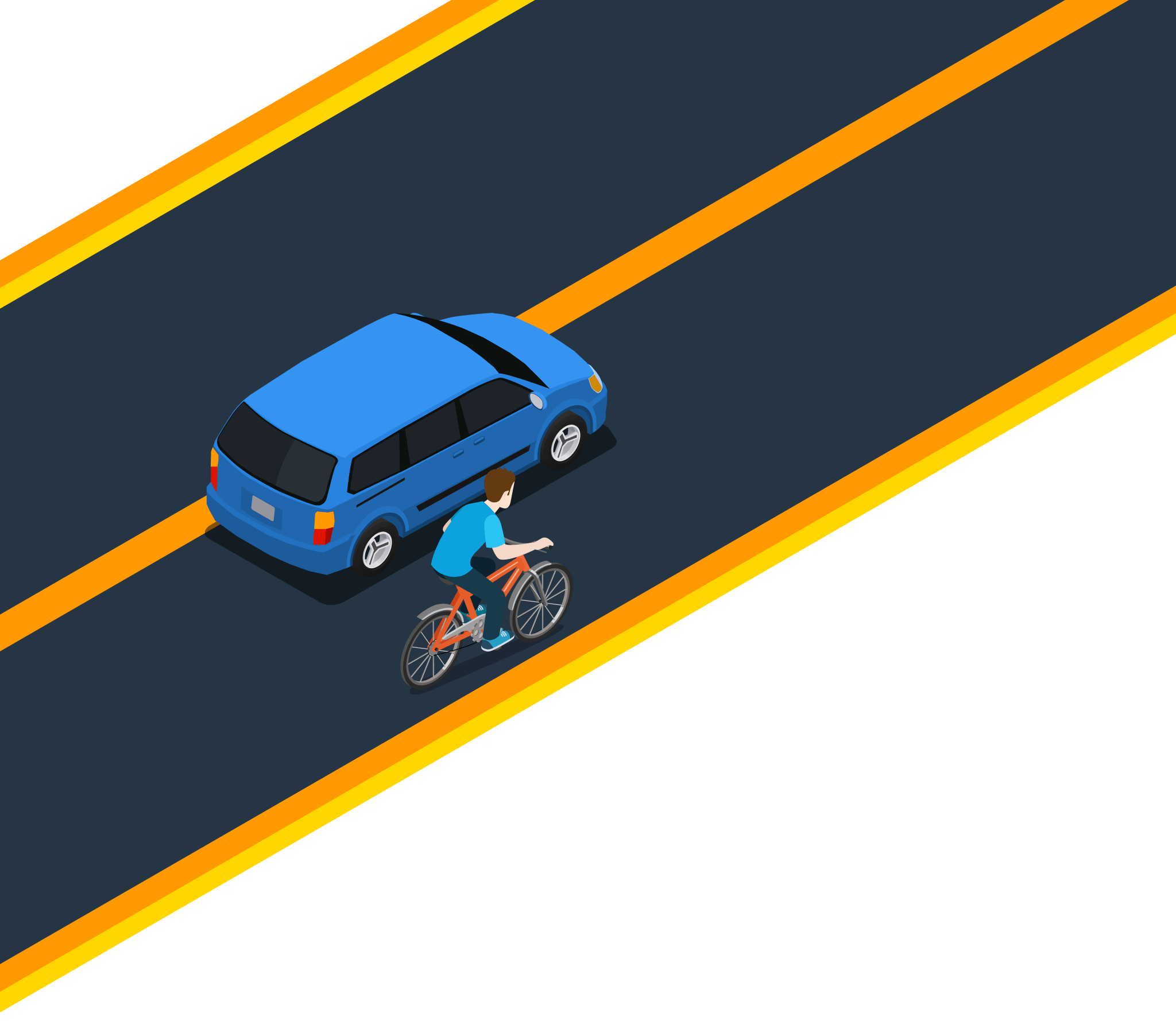 Illustration for: What is the recommended minimum distance to allow when passing a bicyclist?