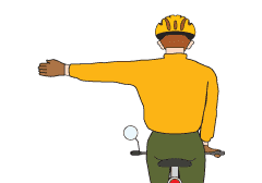 Illustration for: What is the correct hand signal for a left turn while cycling?