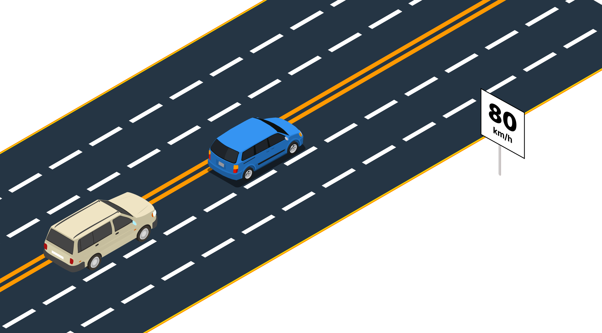 Illustration for: Which lane should you use on a multi-lane road if you are driving slower than most traffic?