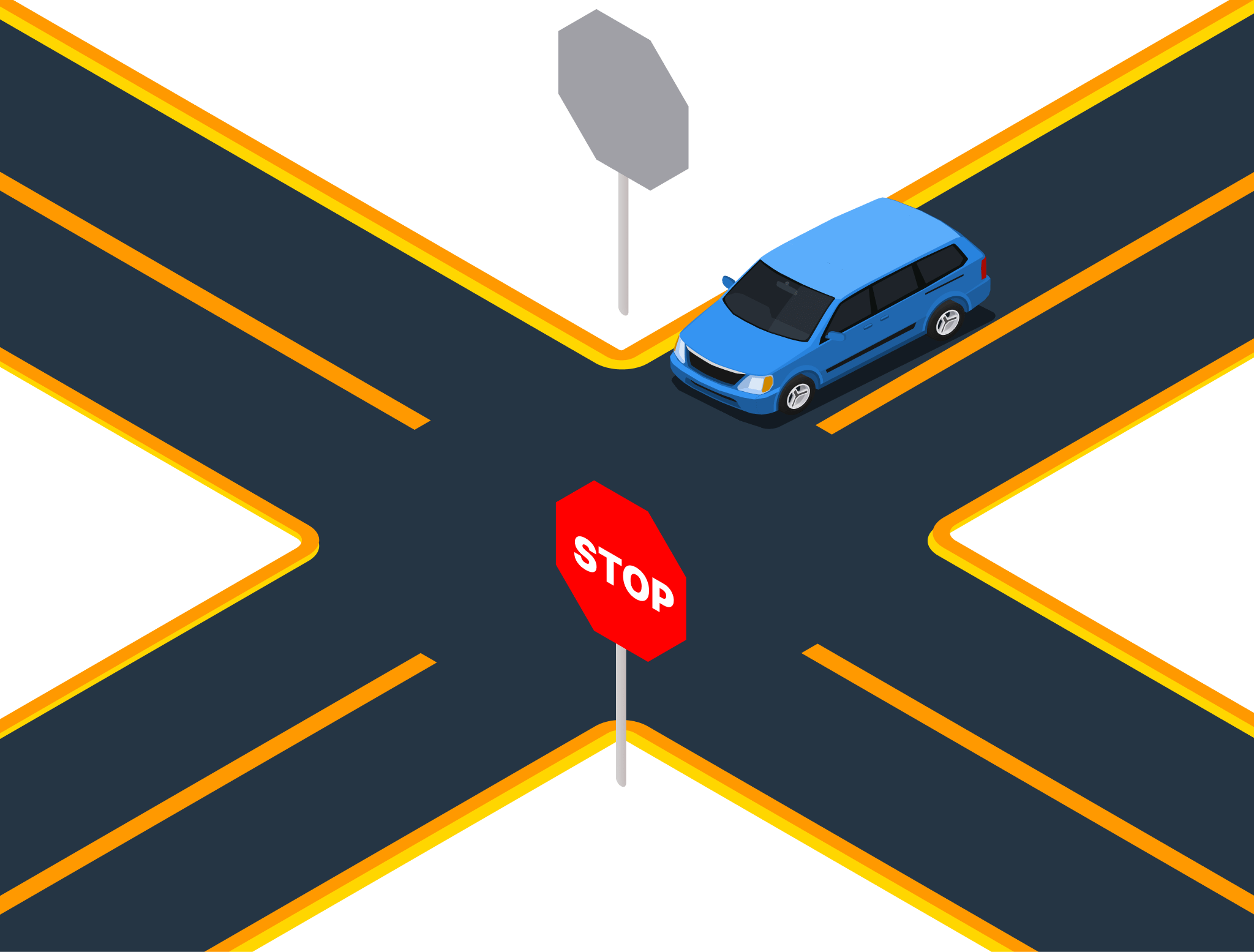 Illustration for: Where should you stop at an intersection if there is no stop line or crosswalk?
