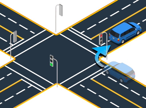 Illustration for: Is a right turn permitted at a red light?